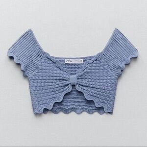 Zara Blue Crochet Top Small